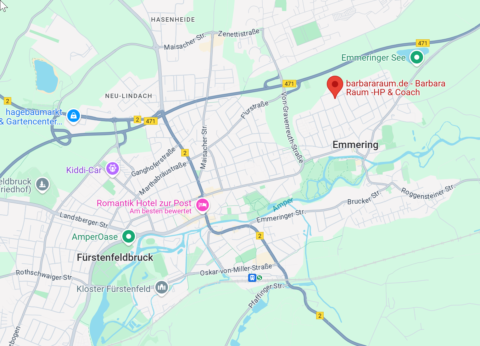 Anfahrt Heilpraktiker Praxis Barbara Raum, Emmering (Fürstenfeldbruck)